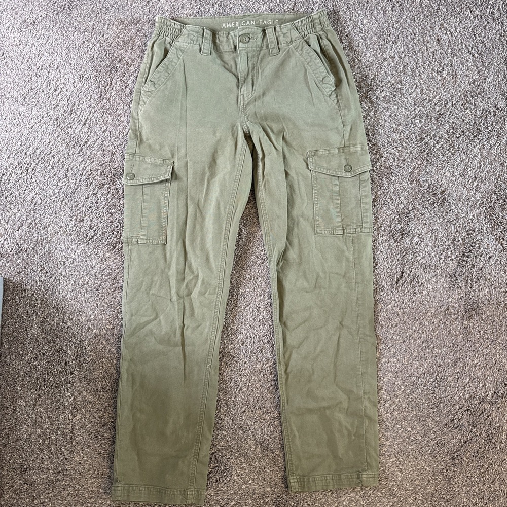 American Eagle Women's Cargo Pants Olive Green Stretch Utility Pockets Size 6